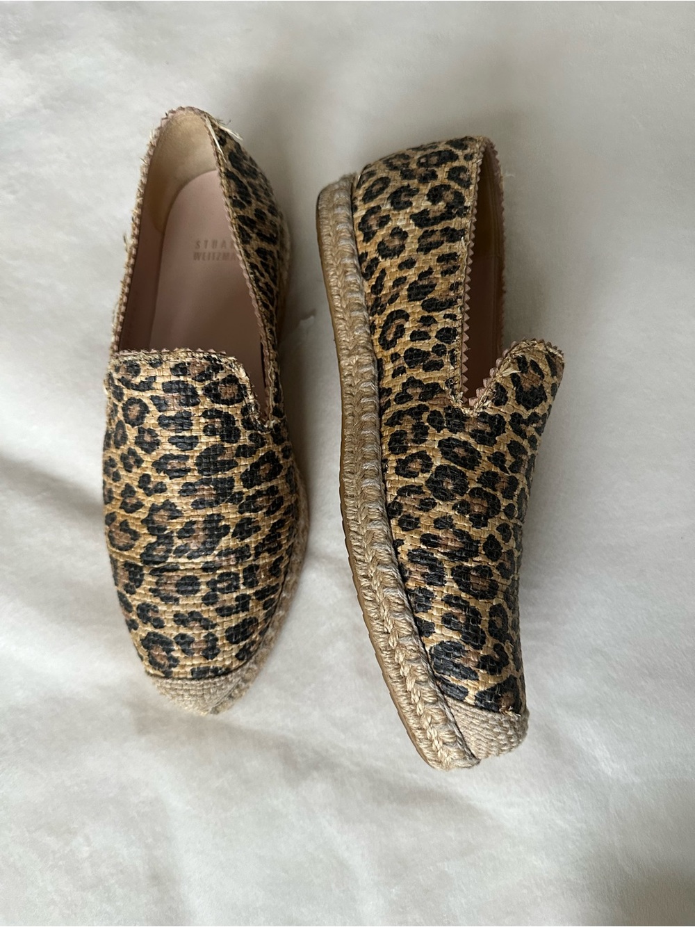 Stuart Weitzman Catalan Leopard Print Raffia Espadrille